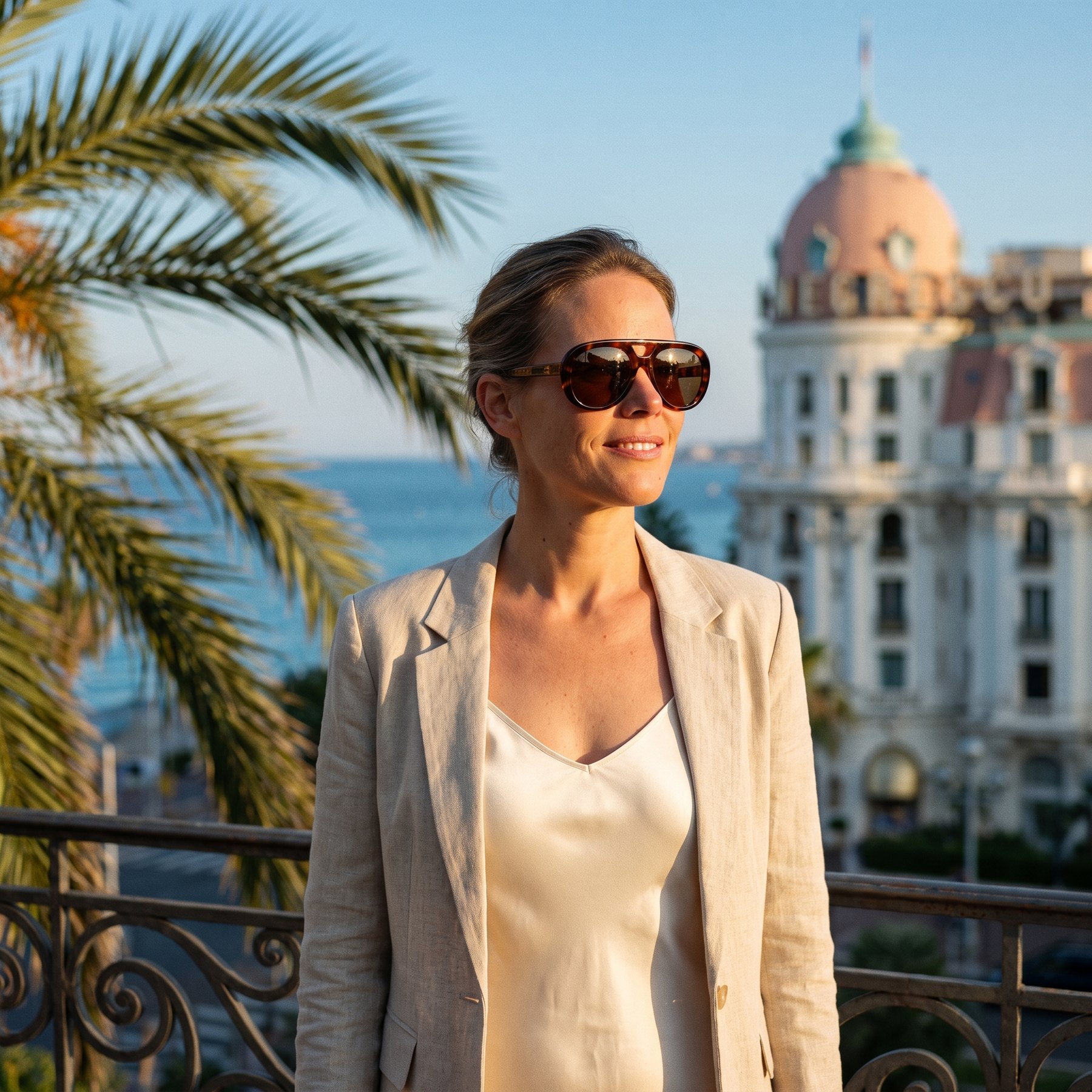 Nizza — an der Promenade, Sonne und Meer.